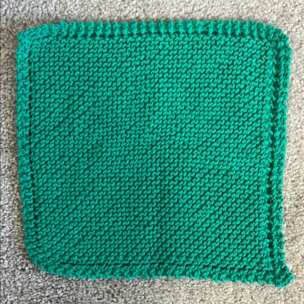 Handmade Green Knit Dishcloth